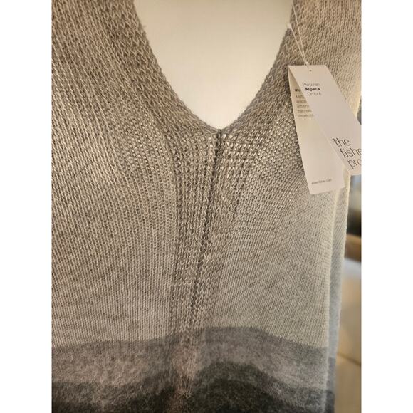 100% Peruvian Alpaca Grey Ombre Poncho "The Fisher Project" Eileen Fisher One Sz - Picture 4 of 14